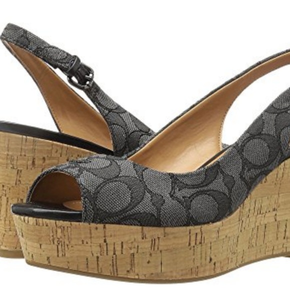 Coach Shoes - Coach Peep-Toe Cork Wedge Sandals